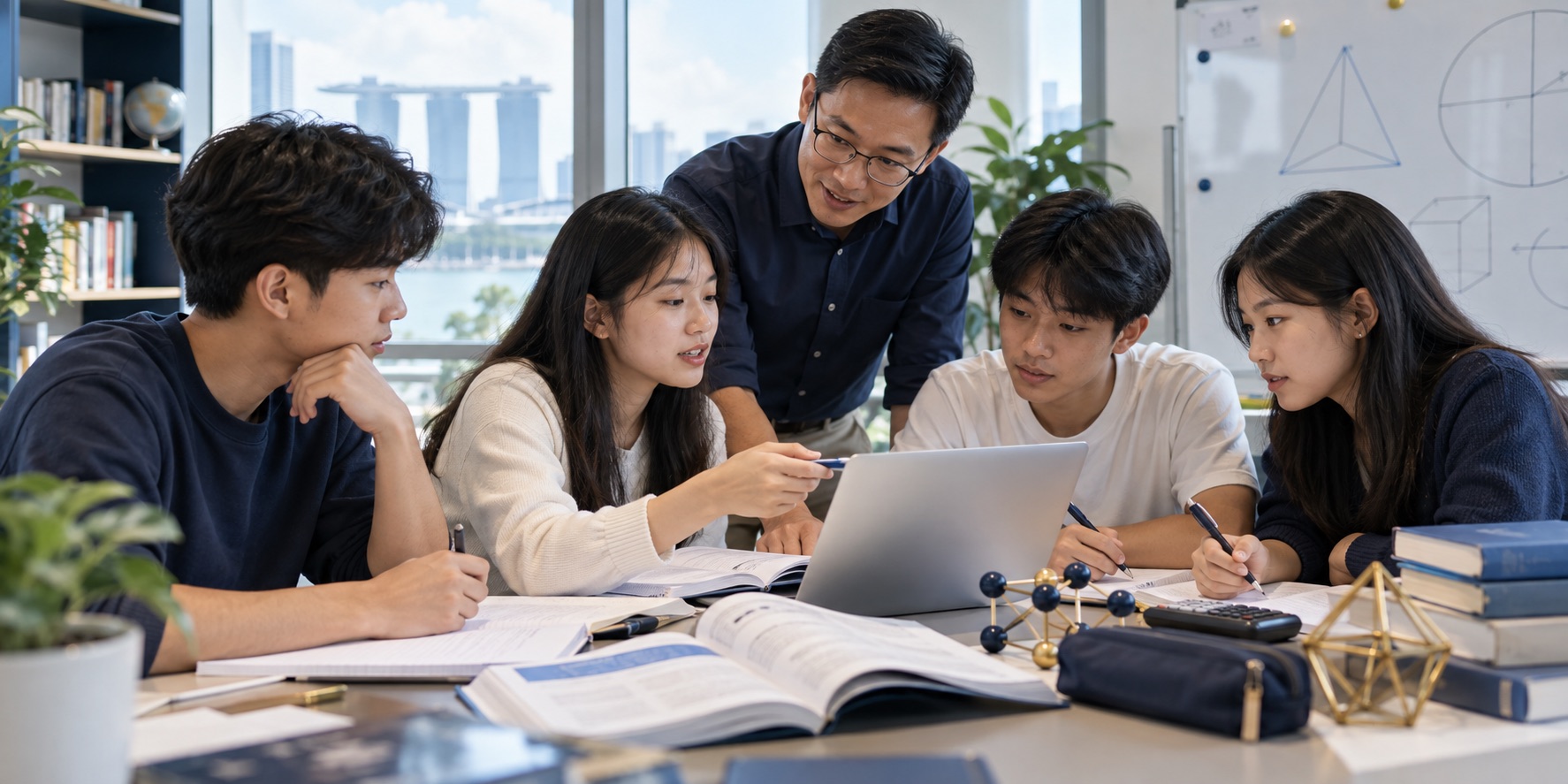 Secondary students collaborating with a tutor during a Mastery lesson